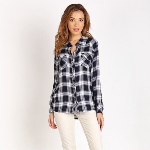 Anthropologie Women's Button Down Shirt Ash and Ember Plaid Flannel Size XS - Picture 3 of 15